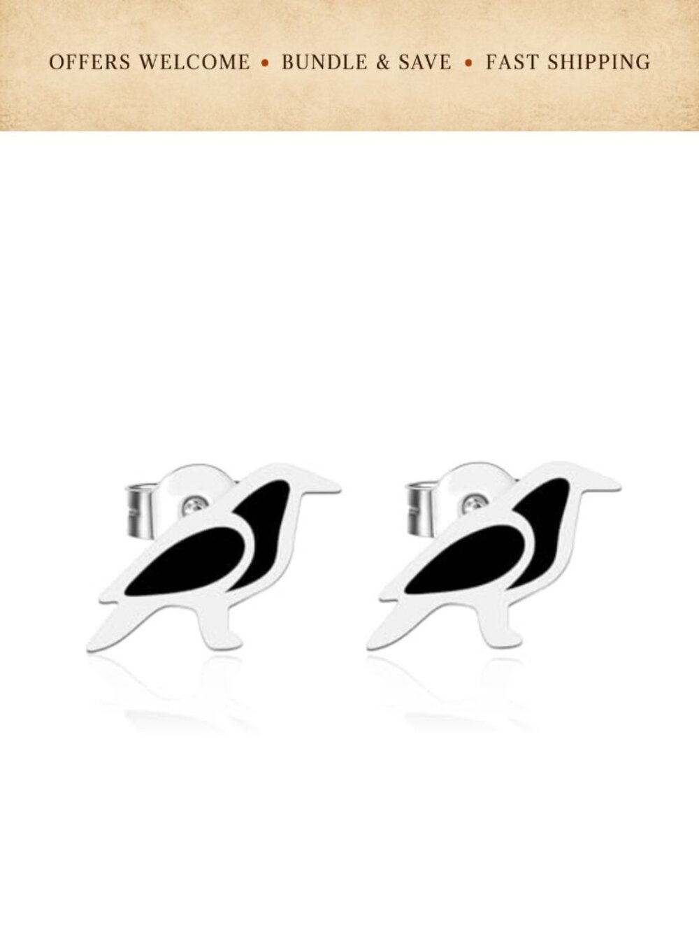 Stainless Steel Tiny Crow Bird Earrings Hypoallergenic Jewelry Gift